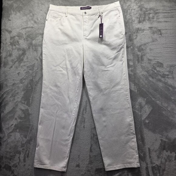 Gloria Vanderbilt Amanda Jeans Womens 18W White Denim High Rise Tapered Stretch - Picture 1 of 11
